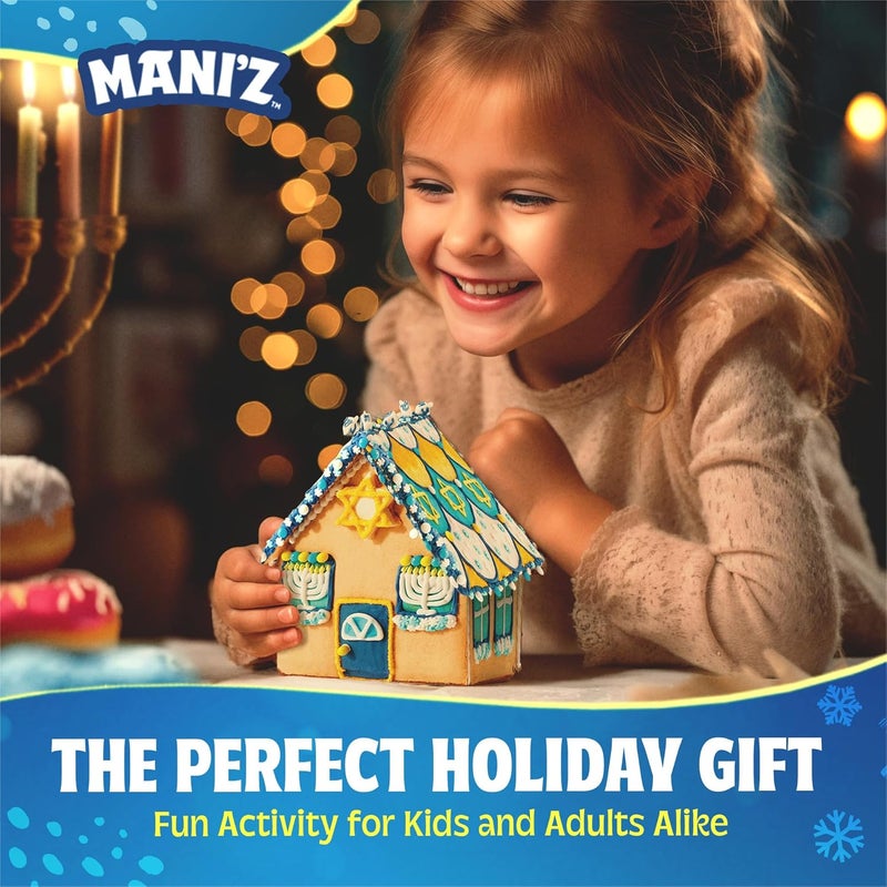 MANISCHEWITZ Do-It-Yourself Chanukah House Cookie Decorating Kit By , Easy Build Tray Included, Nut Free, Fun Hanukkah Activity for the Whole Family! - Image 3