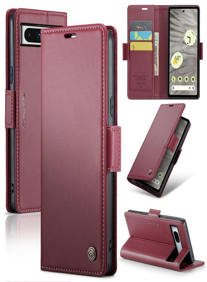 غطاء ريرزويرو لهاتف جوجل بيكسل 7A، جراب محفظة [حجب RFID]، جراب محفظة فاخر من جلد البولي يوريثان، جراب قابل للطي مع فتحة لحامل البطاقات، جراب قابل للطي لهاتف جوجل بيكسل 7A، أحمر - Image 1