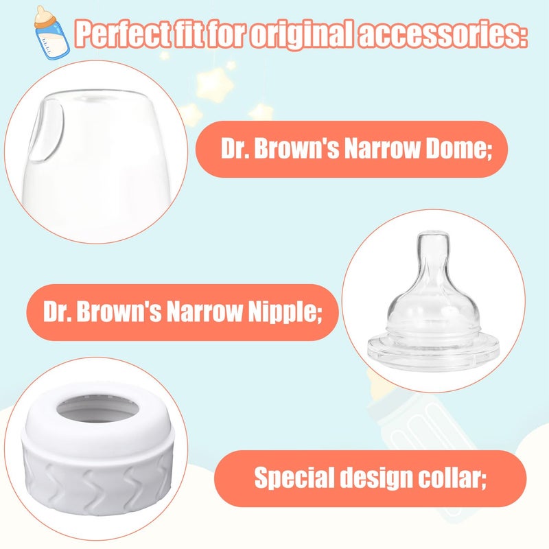 PEUTIER 4pcs Bottle Nipple Collars Rings Compatible with Dr Browns Narrow Plastic  Glass Bottles Bottles 4oz  8oz No Leak or Spills Replacement Bottle Nipple Ring Collars Baby Feeding Accessories - Image 4