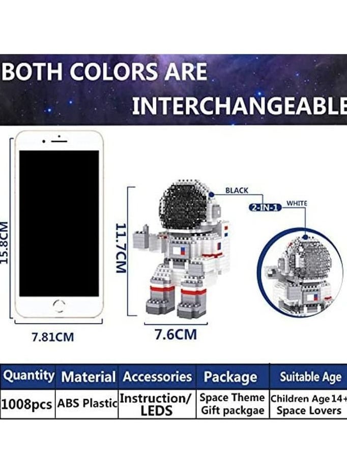 Y&D - Astronaut Mini Building Blocks, Micro Blocks Cool Small Toys with Led Lighting Kit, Block Model Set Gift for Kids or Adults, Space Toy Puzzle Assembling Toys(1008 Pieces) - Image 1