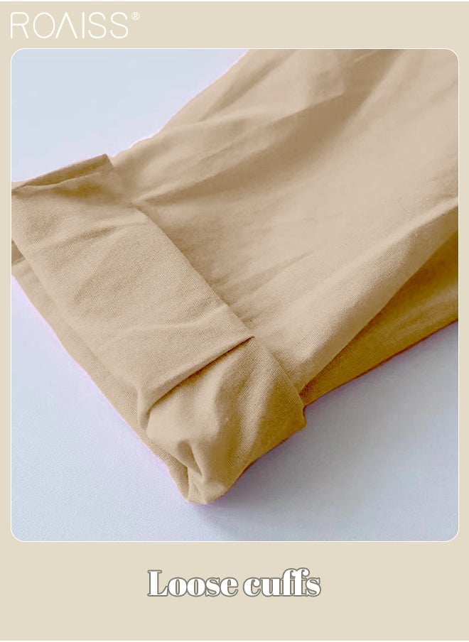 roaiss - Ladies 2 Piece Set New Trend Fashion Classic Solid Color Cotton Linen Shirt Suit Summer Spring Plus Size Clothes for Women Breathable and Cool Long-Sleeve Lapel Shirt Loose Pants - Image 1