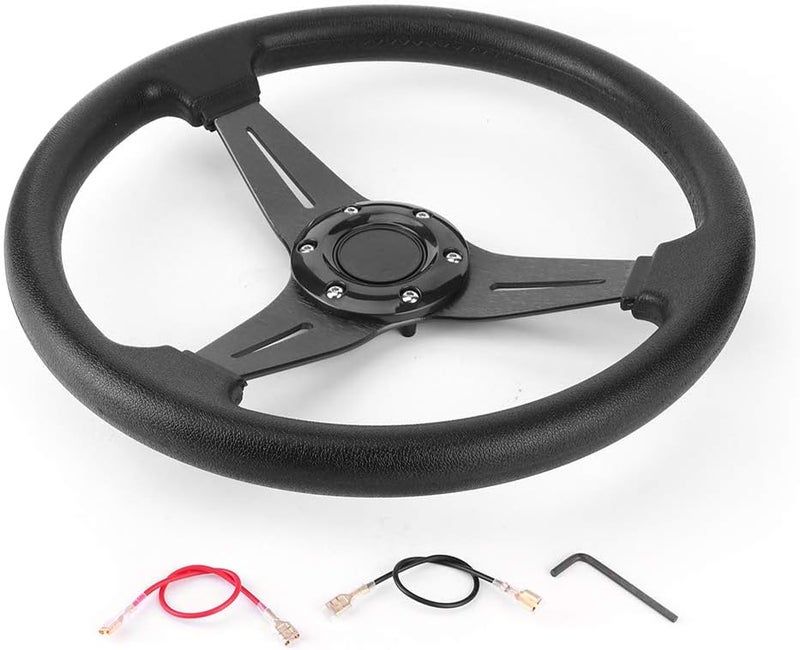 Keenso Universal Steering Wheel, 350mm/14in Racing Car Drifting Steering Wheel Replacement Modified Accessory (Black) - Image 5