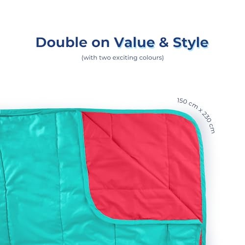Zinnia Ultra Soft Microfibre Reversible Comforter- Single 150 X 230 Cm, Red and Bright Aqua., 200 TC(Solid - Vibrant) - Image 3