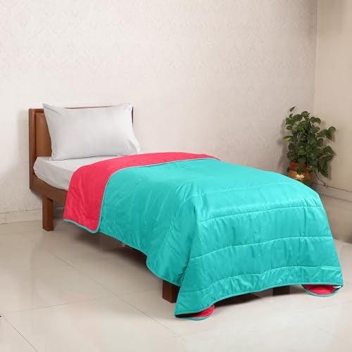 Zinnia Ultra Soft Microfibre Reversible Comforter- Single 150 X 230 Cm, Red and Bright Aqua., 200 TC(Solid - Vibrant) - Image 4
