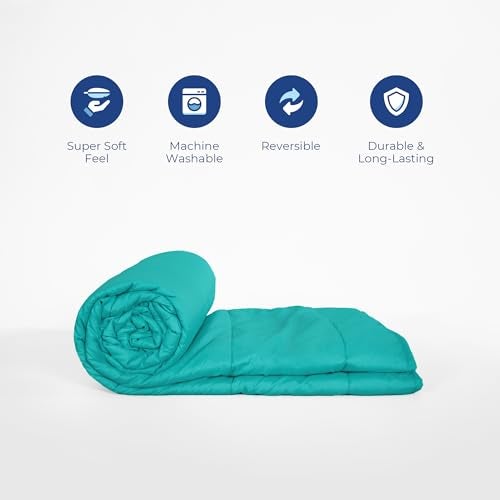 Zinnia Ultra Soft Microfibre Reversible Comforter- Single 150 X 230 Cm, Red and Bright Aqua., 200 TC(Solid - Vibrant) - Image 5