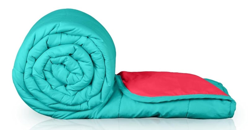 Zinnia Ultra Soft Microfibre Reversible Comforter- Single 150 X 230 Cm, Red and Bright Aqua., 200 TC(Solid - Vibrant) - Image 1