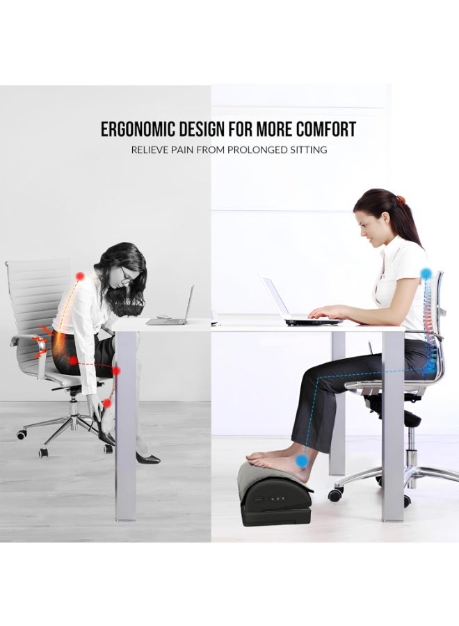 مسند قدم طبي للمكتب مع خاصية التدفئة والتدليك بالاهتزاز - ارتفاع قابل للتعديل وتصميم مزدوج الطبقات - لتخفيف آلام الظهر والركبة والساقين - Image 2