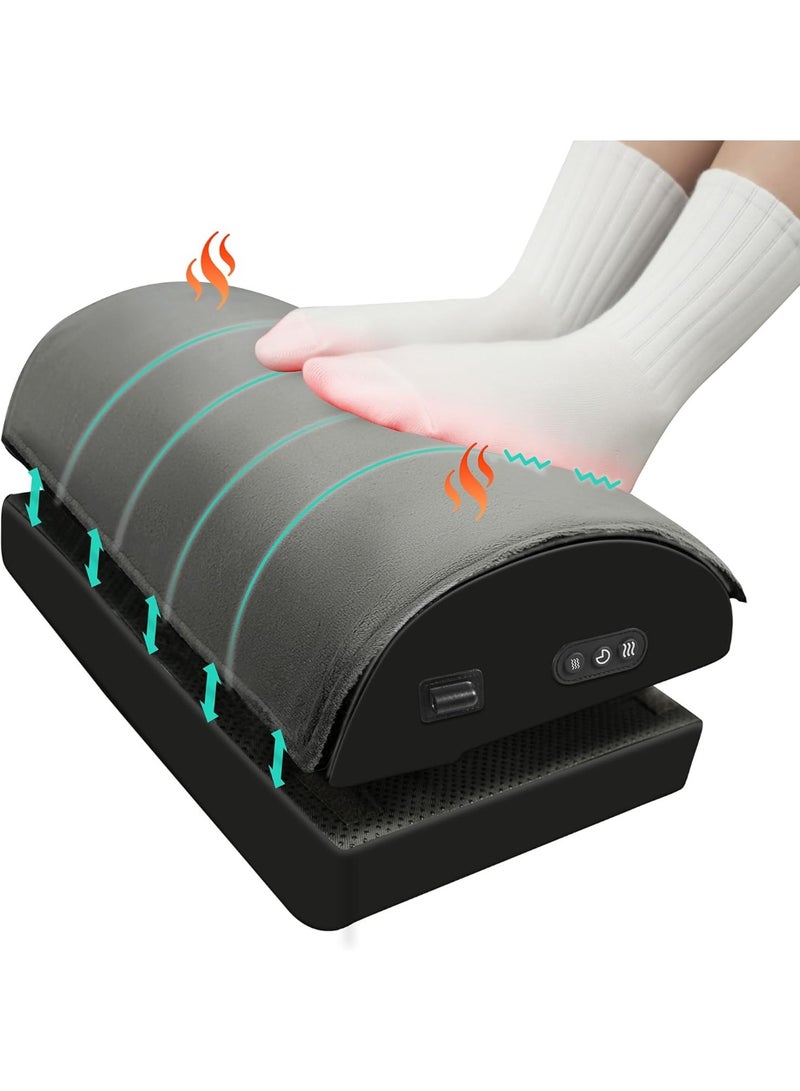 مسند قدم طبي للمكتب مع خاصية التدفئة والتدليك بالاهتزاز - ارتفاع قابل للتعديل وتصميم مزدوج الطبقات - لتخفيف آلام الظهر والركبة والساقين - Image 1