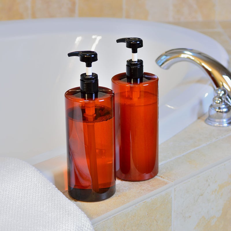 Youngever 4 Pack Pump Bottles For Shampoo 32 Ounce (1 Liter)  Amber Shampoo Pump Bottles  Plastic Cylinder With Lockdown Leak Proof Pumps - Image 4