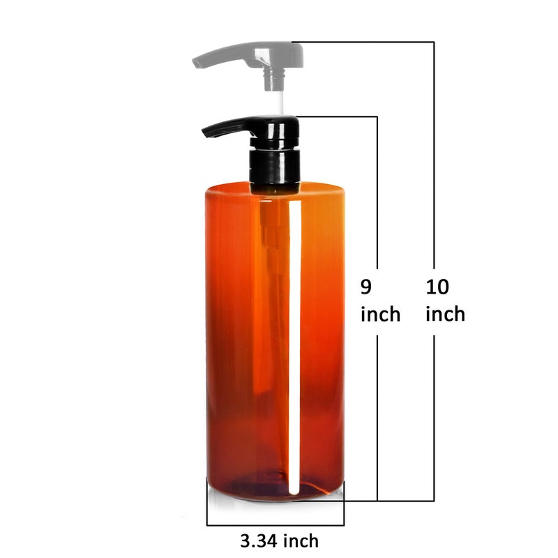 Youngever 4 Pack Pump Bottles For Shampoo 32 Ounce (1 Liter)  Amber Shampoo Pump Bottles  Plastic Cylinder With Lockdown Leak Proof Pumps - Image 2