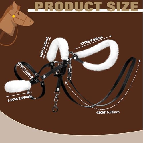 Shappy Hobby Horse Toy Accessories Realistic Horse Bridle with Metal Bit and Adjustable Reins Faux Leather and Stainless Steel for Equestrian Themed Events Competitions and Play Black - Image 5