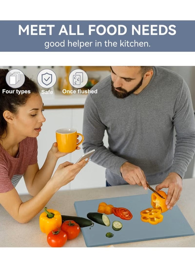 Arabest - 4 PCS Cutting Board with Holder, Reversible Chopping Boards with Index Color Coded Food Icon for Various Food, Preventing Cross Contamination, Wheat Straw Fiber, BPA Free (Grey) - Image 1