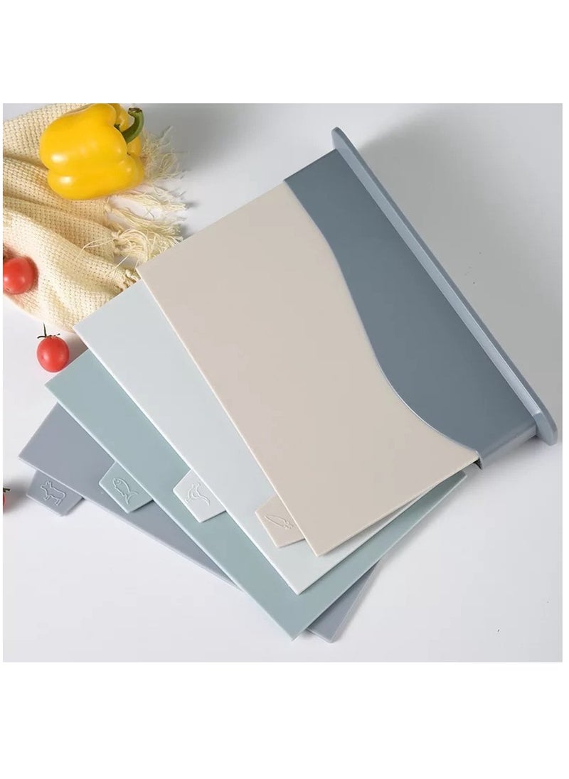 Arabest - 4 PCS Cutting Board with Holder, Reversible Chopping Boards with Index Color Coded Food Icon for Various Food, Preventing Cross Contamination, Wheat Straw Fiber, BPA Free (Grey) - Image 1