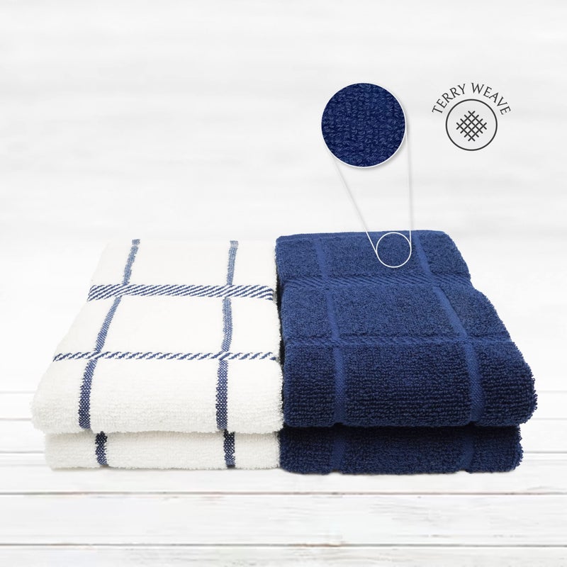 Mellow Buff 100% Cotton Terry Dish Towels, 4 pack16 x26 Inches, Super Soft and Absorbent Kitchen Towels, Perfect for Kitchen Cleaning and Dish Washing | Navy Blue â€¦ - Image 3