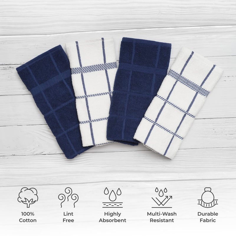 Mellow Buff 100% Cotton Terry Dish Towels, 4 pack16 x26 Inches, Super Soft and Absorbent Kitchen Towels, Perfect for Kitchen Cleaning and Dish Washing | Navy Blue â€¦ - Image 2