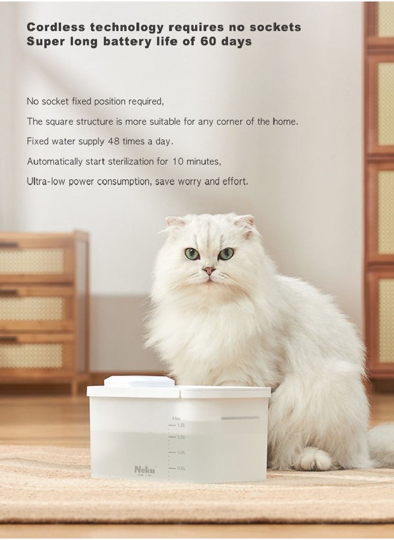 Neku Pet Water Foutain Battery Operated 1.8L Ultra Quiet Automatic LED Dog Water Dispenser with 1 Replacement Filters And Smart Pump  - Image 2