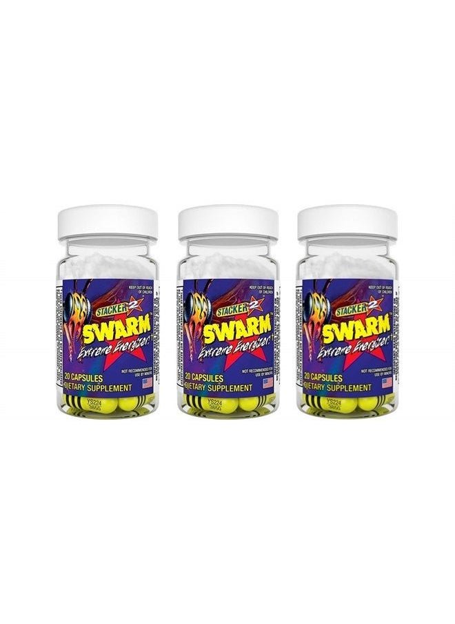 STACKER 2 - Swarm Extreme Energizer 20 Capsules (Pack of 3) - Image 1