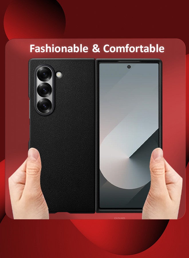 CATANES (for Samsung Galaxy Z Fold 6) Case Cover Kindsuit Leather Case Slim and sleek silhouette / Black - Image 5