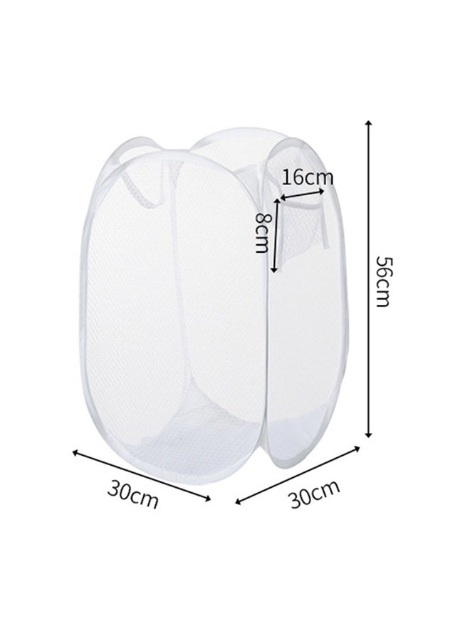 سلة غسيل من عبوتين ، سلة غسيل شبكية منبثقة قابلة للطي ، مقبض متين ، سهل الفتح والطي ، مناسب للمساكن ، الغسيل ، غرف النوم ، عربات سكن متنقلة (أبيض أبيض) - Image 2