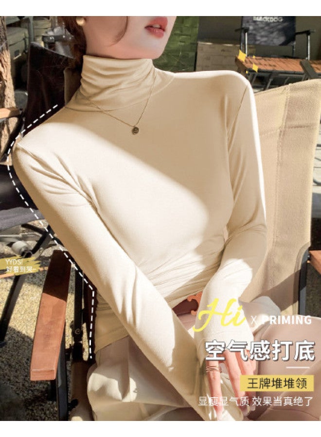 LANG SHA Skin-Friendly High Neck Autumn And Winter Fashion Basic Innerwear And Outerwear Fitted Top For Women - Image 1