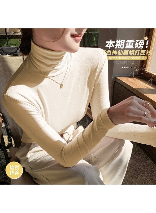 LANG SHA Skin-Friendly High Neck Autumn And Winter Fashion Basic Innerwear And Outerwear Fitted Top For Women - Image 4