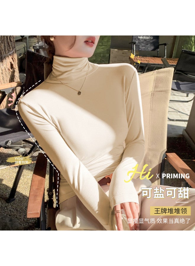 LANG SHA Skin-Friendly High Neck Autumn And Winter Fashion Basic Innerwear And Outerwear Fitted Top For Women - Image 2