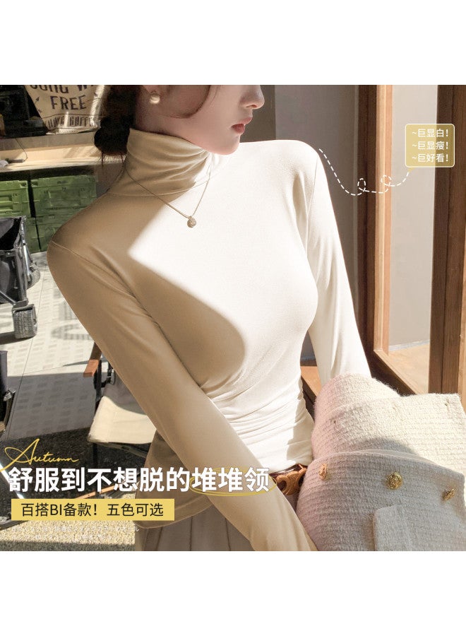 LANG SHA Skin-Friendly High Neck Autumn And Winter Fashion Basic Innerwear And Outerwear Fitted Top For Women - Image 3