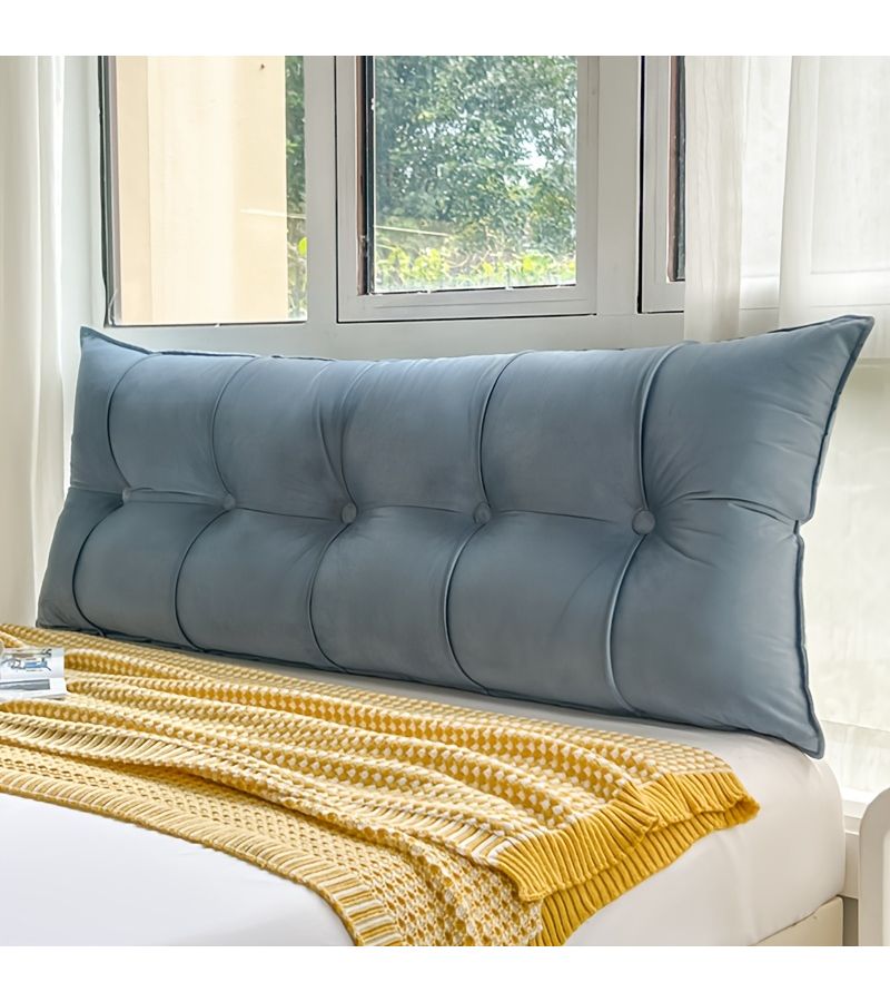 Soft Fluffy Lumbar Support Pillow Sky Blue 35.43 Inch Long Dutch Flannel Solid Color Headboard Bumper Contouring Waist Back Support Sofa Cushion Bedroom Tatami Cushion - Image 4