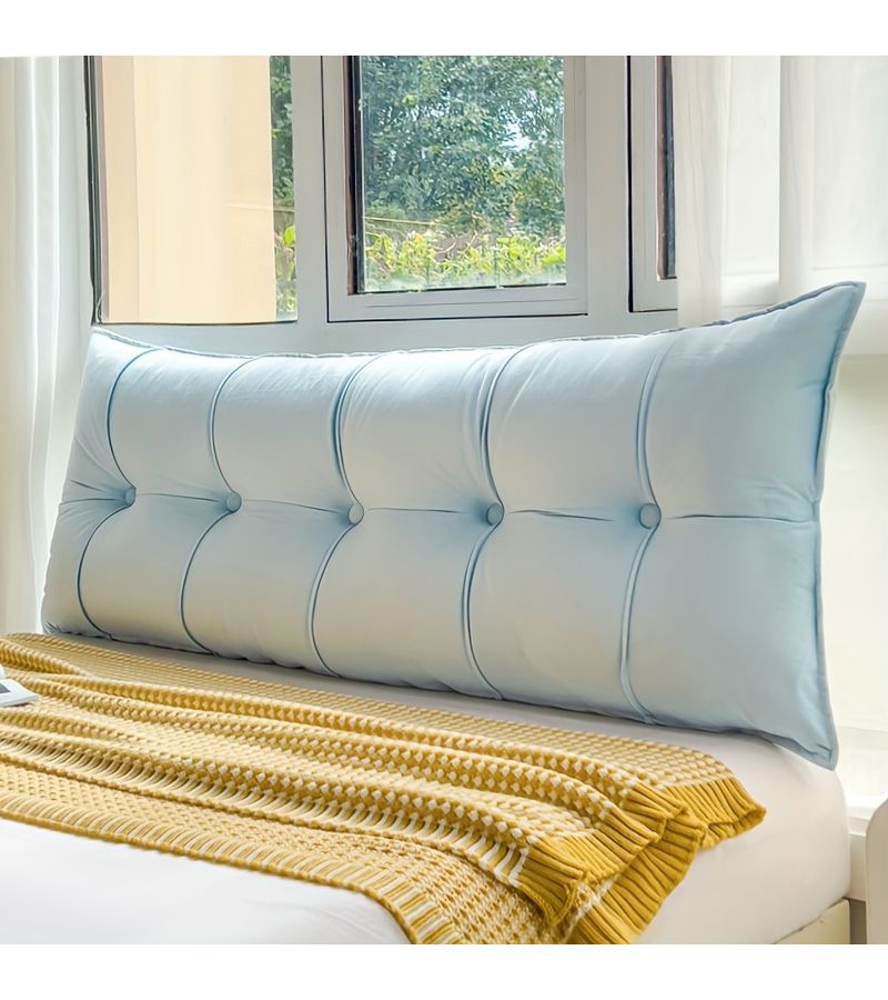 Soft Fluffy Lumbar Support Pillow Sky Blue 35.43 Inch Long Dutch Flannel Solid Color Headboard Bumper Contouring Waist Back Support Sofa Cushion Bedroom Tatami Cushion - Image 2
