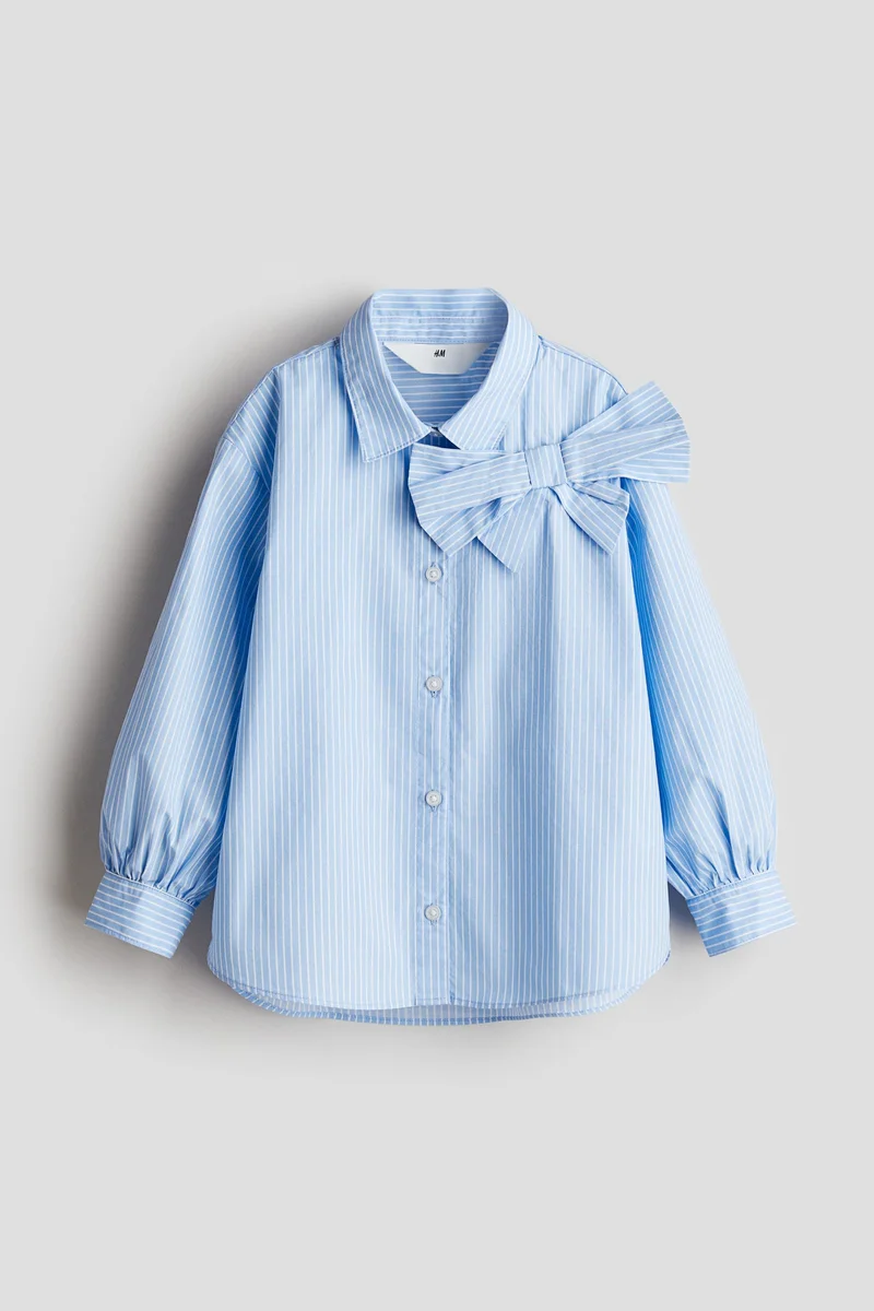 H&M Bow-Detail Poplin Blouse