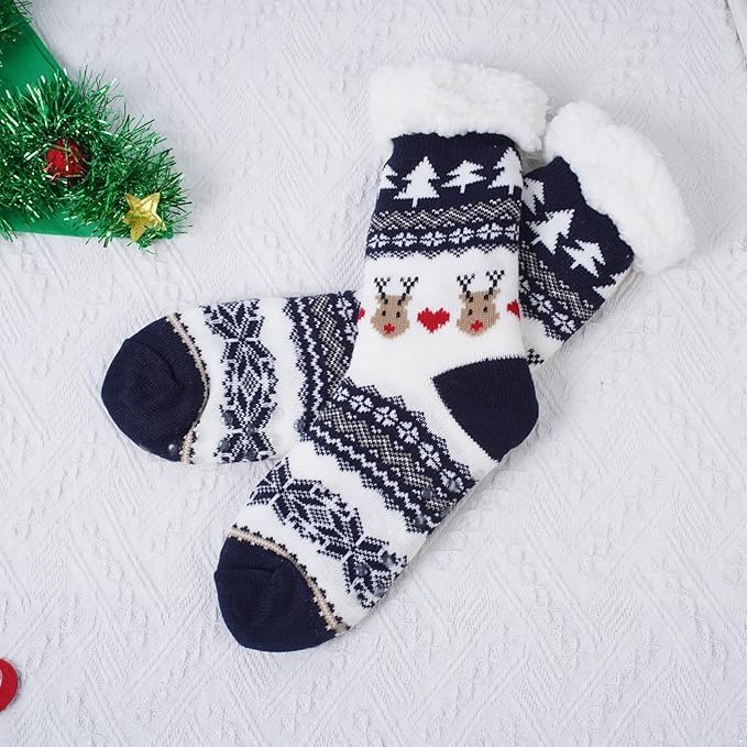 THE DDS STORE Fluffy Socks for Womens, Cosy Socks With Grippers, Non-Slip Fuzzy Heat Holders (Pack Of 2 |ASSORTED MIX COLOR, DESIGN AS PER AVAILABILTY) - Image 5