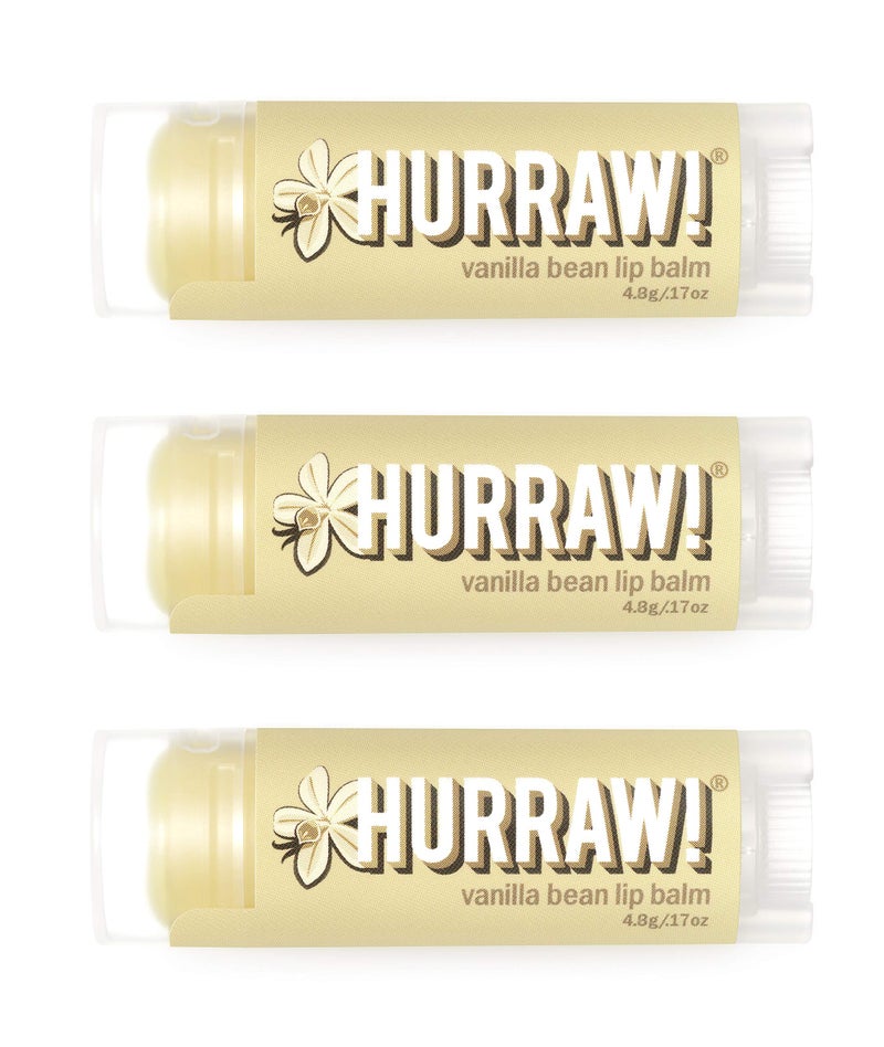 Hurraw! Vanilla Bean Lip Balm, 3 Pack: Organic, Certified Vegan, Cruelty and Gluten Free. Non-GMO, 100% Natural Ingredients. Bee, Shea, Soy and Palm Free. Made in USA - Image 1