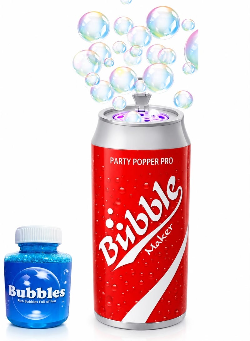 Automatic Cola Can Bubble Machine for Kids –  3.7V Bubble Maker with 12 Bubble Outlets, One-Click Operation, 360° Leak-Proof Design, Purple LED Light, Outdoor Party & Garden Bubble Toy with Bubble Solution and Rechargeable Battery for Kids Ages 3+ - Image 1