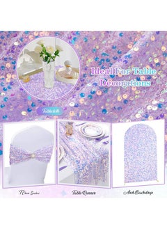 QueenDream QueenDream Sequin Fabric by The Yard 5MM Iridescent Glitter Mesh Embroidery 5 Yard Purple Sparkly Fabric for Sewing Custom Clothe Dress Mermaid Table Decor Wedding DIY Crafts Decorations  - Image 4