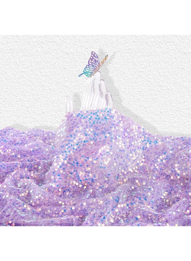 كوين دريم قماش QueenDream Sequin من The Yard بسمك 5 مم مع تطريز شبكي لامع قزحي الألوان بطول 5 ياردات من القماش الأرجواني اللامع للخياطة والفساتين المخصصة وديكورات طاولات حورية البحر وحفلات الزفاف والحرف اليدوية والديكورات - Image 2