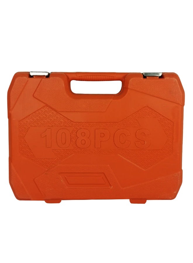 DEFAONS 108Pcs Socket Wrench Set | Chrome Vanadium Steel Ratchet & Bit Tool Kit | 1/4” & 1/2” Drive Sockets, Deep Sockets, Extension Bars, Spark Plug Sockets, Universal Joint, Compact Carry Case - Image 3