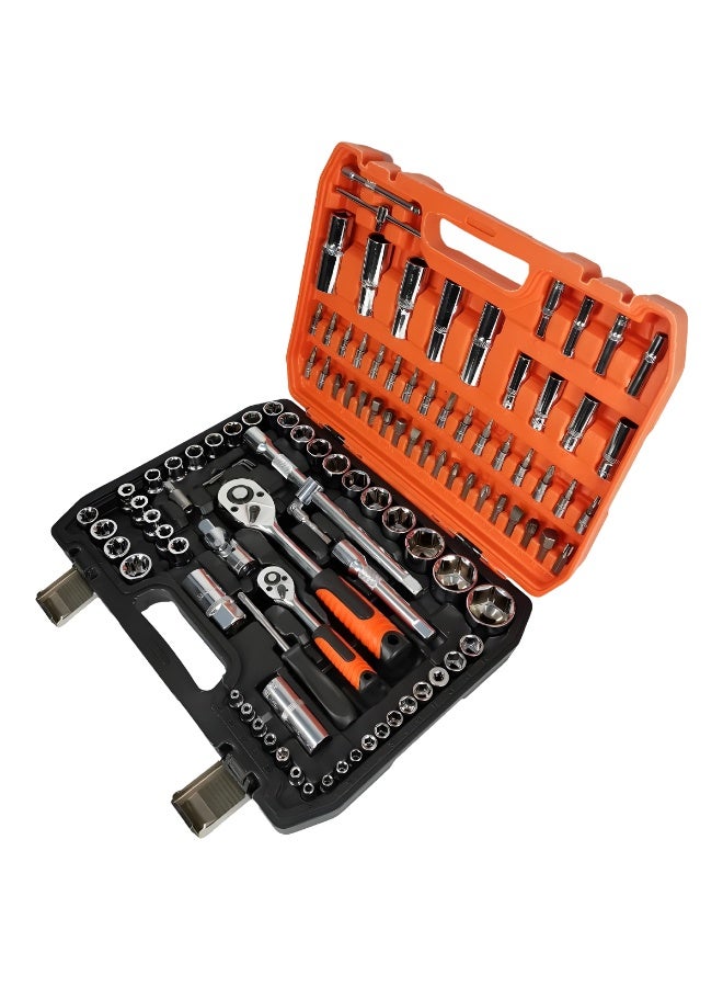 DEFAONS 108Pcs Socket Wrench Set | Chrome Vanadium Steel Ratchet & Bit Tool Kit | 1/4” & 1/2” Drive Sockets, Deep Sockets, Extension Bars, Spark Plug Sockets, Universal Joint, Compact Carry Case - Image 4