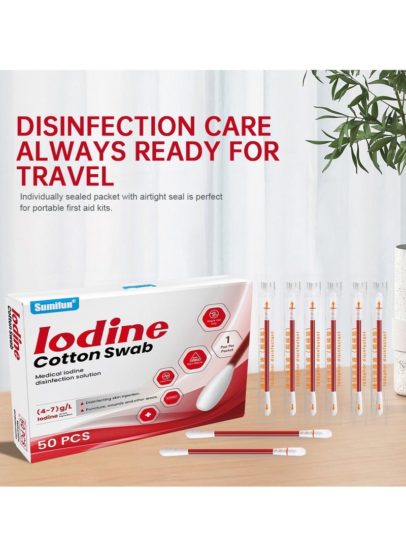 Sumifun مسحات قطنية معقمة قابلة للتخلص، مناسبة للاستخدام المنزلي والسفر والتعقيم الطارئ، 50 قطعة - Image 5