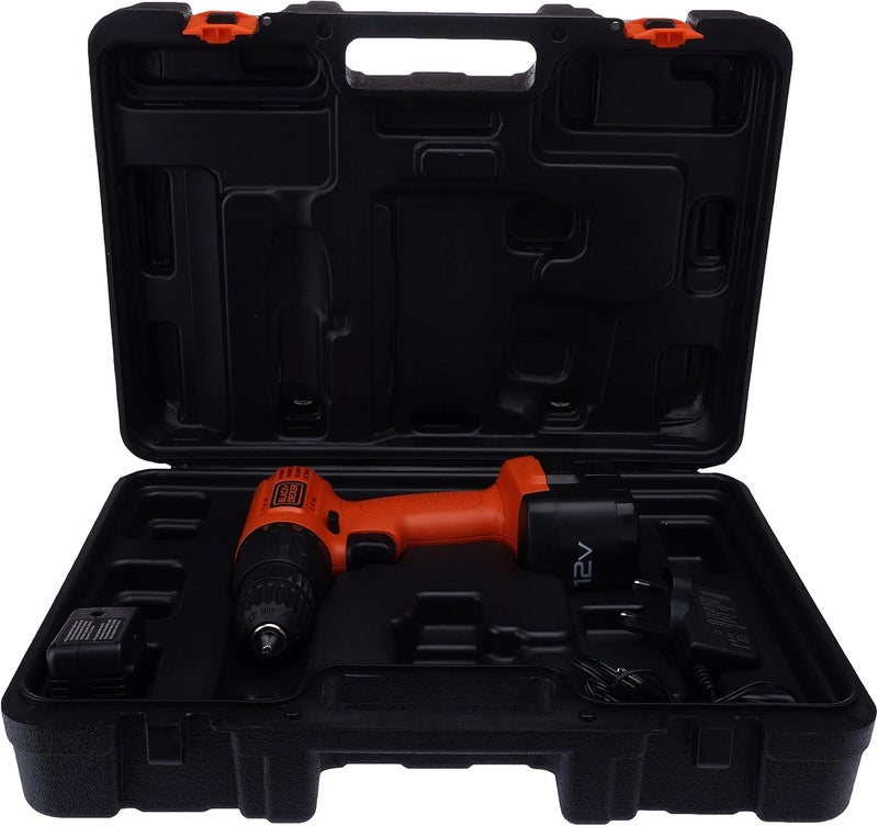 بلاك اند ديكر مثقاب لاسلكي ١٢ فولت، ١.٣ أمبير/ساعة، مزود بقابض ١٧، مع ١٠٠ ملحق في صندوق الأدوات، برتقالي/أسود - Cd12100Km-B5، ضمان لمدة عامين - Image 3