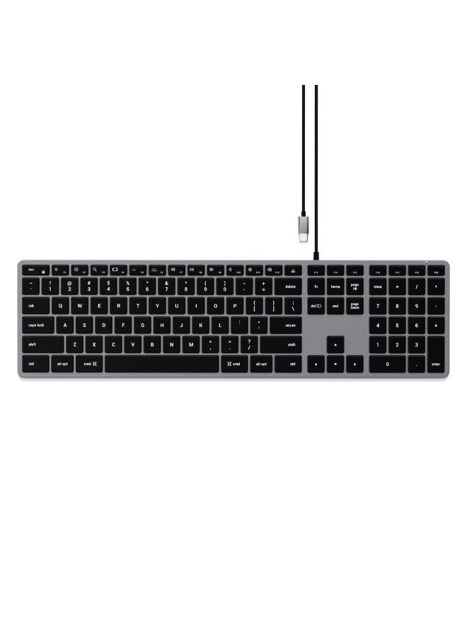 SATECHI Ultra Slim Backlit W3 USB-C Wired Keyboard Space Grey - Image 1