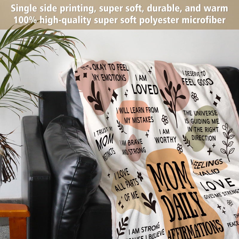 BaubleDazz New Mom Gifts Blanket, Mama Daily Affirmations, Postpartum Pregnancy Gift for First Time Moms, Mommy to Be, Mama, New Mom Essentials, First Mothers Day Birthday Gifts for Moms(50" x 60") - Image 2