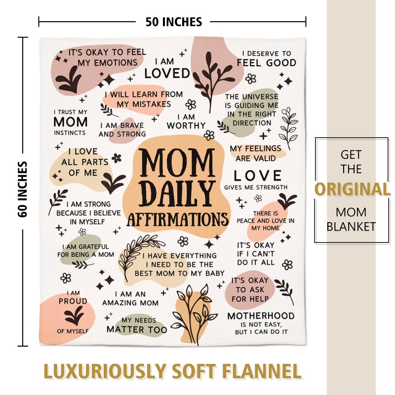 BaubleDazz New Mom Gifts Blanket, Mama Daily Affirmations, Postpartum Pregnancy Gift for First Time Moms, Mommy to Be, Mama, New Mom Essentials, First Mothers Day Birthday Gifts for Moms(50" x 60") - Image 5