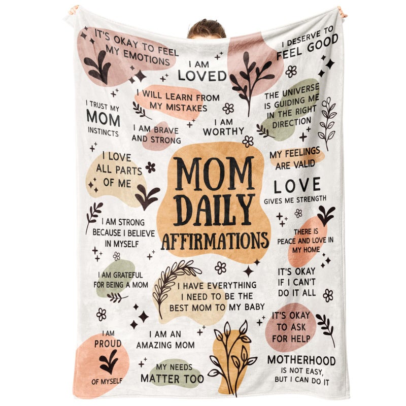 BaubleDazz New Mom Gifts Blanket, Mama Daily Affirmations, Postpartum Pregnancy Gift for First Time Moms, Mommy to Be, Mama, New Mom Essentials, First Mothers Day Birthday Gifts for Moms(50" x 60") - Image 1
