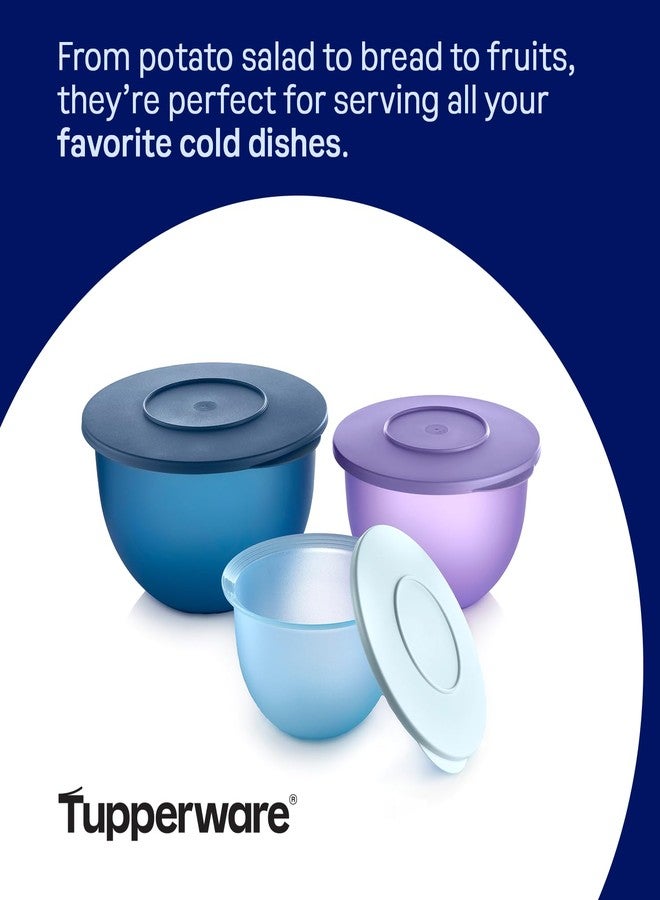 Tupperware Impressions Classic 3 Piece Food Storage Bowl Set in Blue and Purple, Dishwasher Safe and BPA Free (3 Containers, 3 Lids) - Image 5