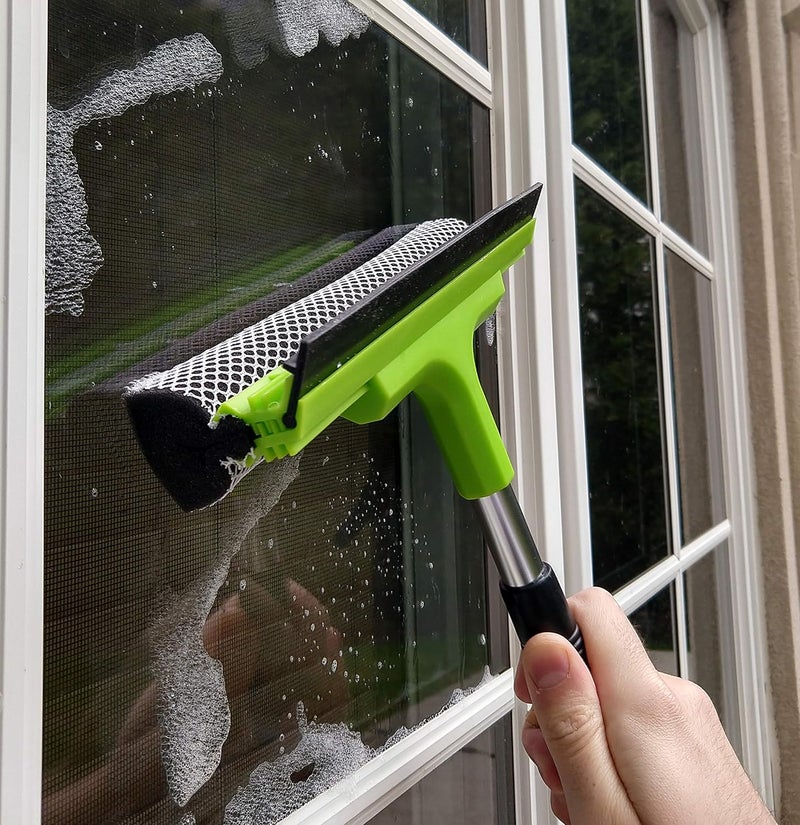 Pomatree Window Squeegee Cleaning Tool Squeegee Cleaner for Windows, Glass, Car Windshield 2-in-1 Squeegee and Scrubber Sponge Washing Kit Multi-Surface Washer - Indoor Outdoor Use - Image 3