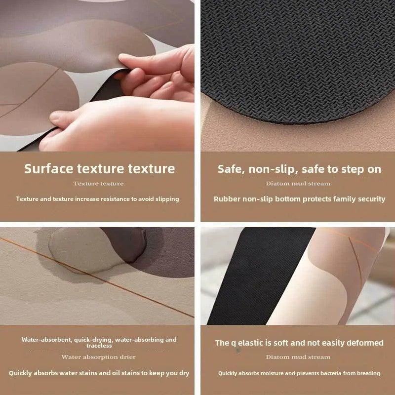 Bluejw Bamboo Diatomaceous Earth Bath Mat - Quick-Dry Non-Slip Absorbent Floor Mat for Kitchen & Bathroom - Image 3