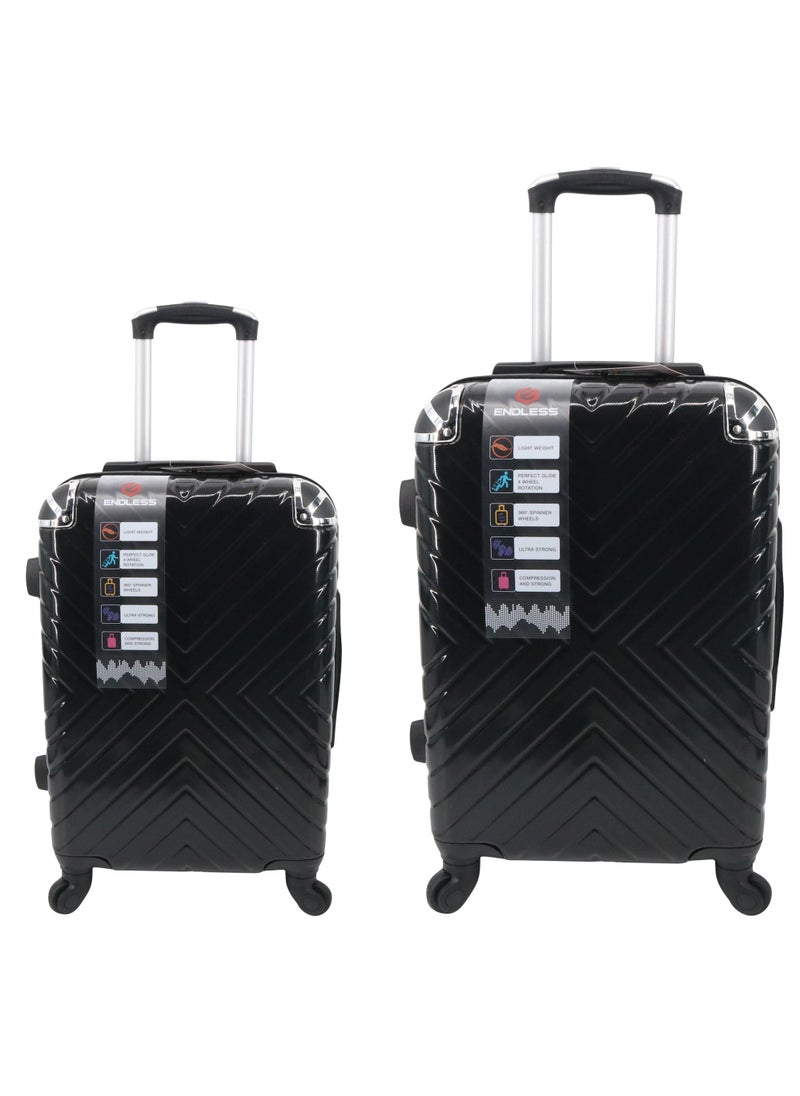 ENDLESS  Set Of 2 Luggage Trolleys - 55cm (Cabin) & 65cm (Check-In) Hardsided Suitcase With In-Built TSA Lock and Spinner Wheels | Material: Polycarbonate + ABS | Carry on Luggage  - Image 1