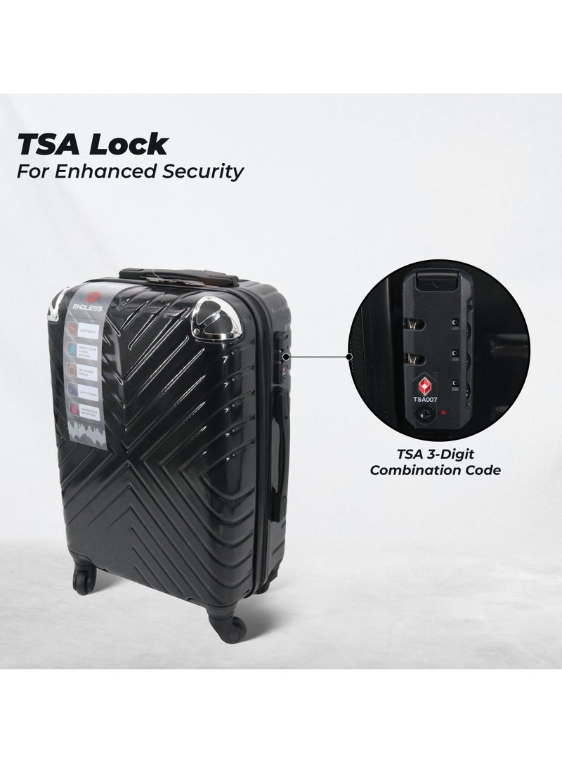 ENDLESS  Set Of 2 Luggage Trolleys - 55cm (Cabin) & 65cm (Check-In) Hardsided Suitcase With In-Built TSA Lock and Spinner Wheels | Material: Polycarbonate + ABS | Carry on Luggage  - Image 5