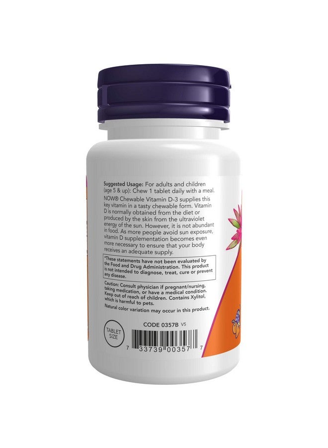now Supplements Vitamin D3 1000 Iu Natural Fruit Flavor Structural Support* 180 Chewables - Image 4