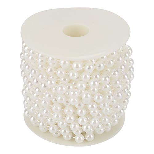 Walfront 10mroll 8mm Cotton Line Artificial Pearl Beads String Chain Garland Flowers Wedding Decoration Craft Pearl StringWhite - Image 1